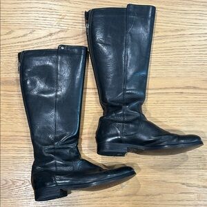 Black Leather Knee-High Boots